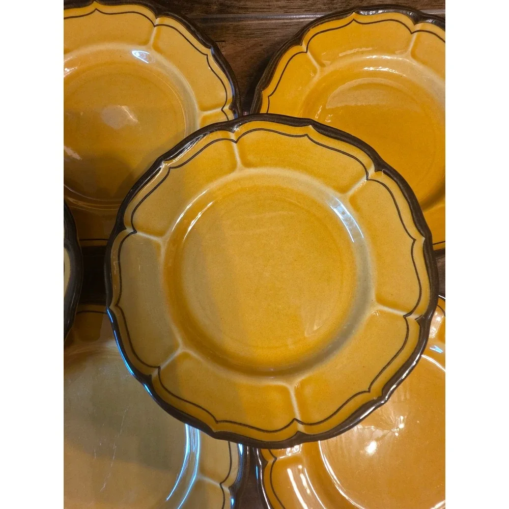 Metlox Poppy Trail Provincial Yellow Bread Plates Set of 7 California 871